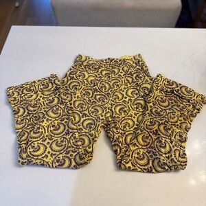Let Me Be Floral Yellow And Purple Cropped Pants Size Small